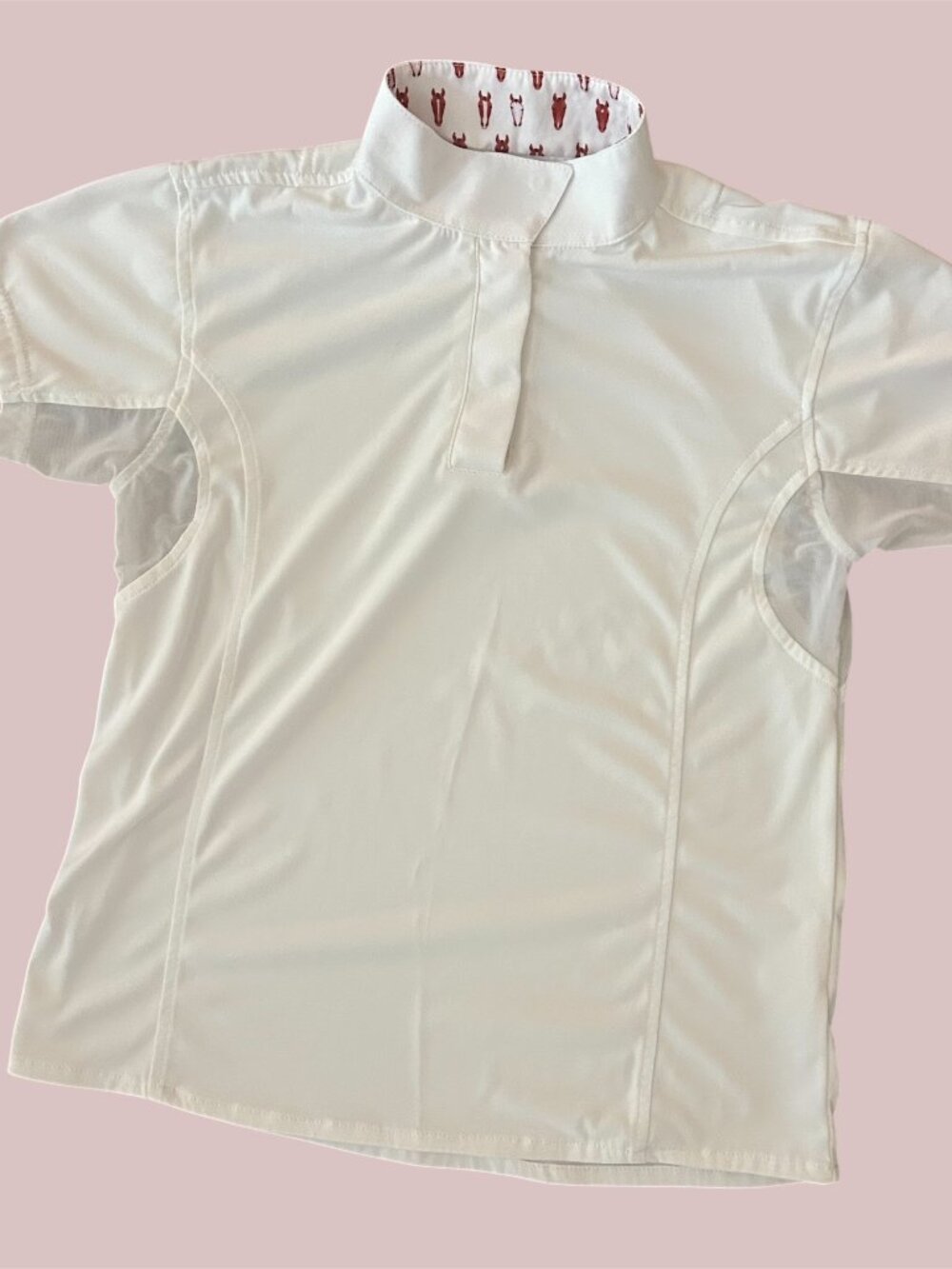 Child’s Piper White Short Sleeve Show Top with Printed Collar Accent